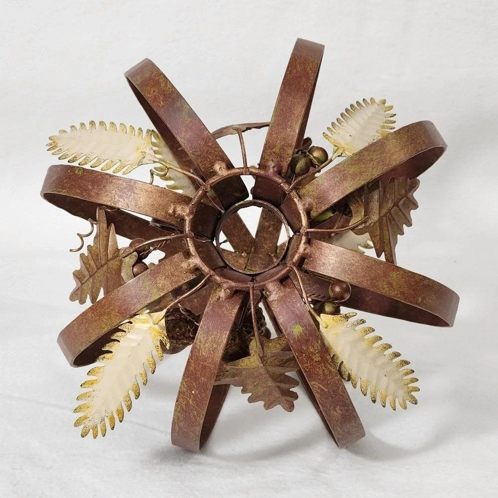 Vintage Metal Pumpkin Lantern Rustic Farmhouse Fall Decor for Thanksgiving Table